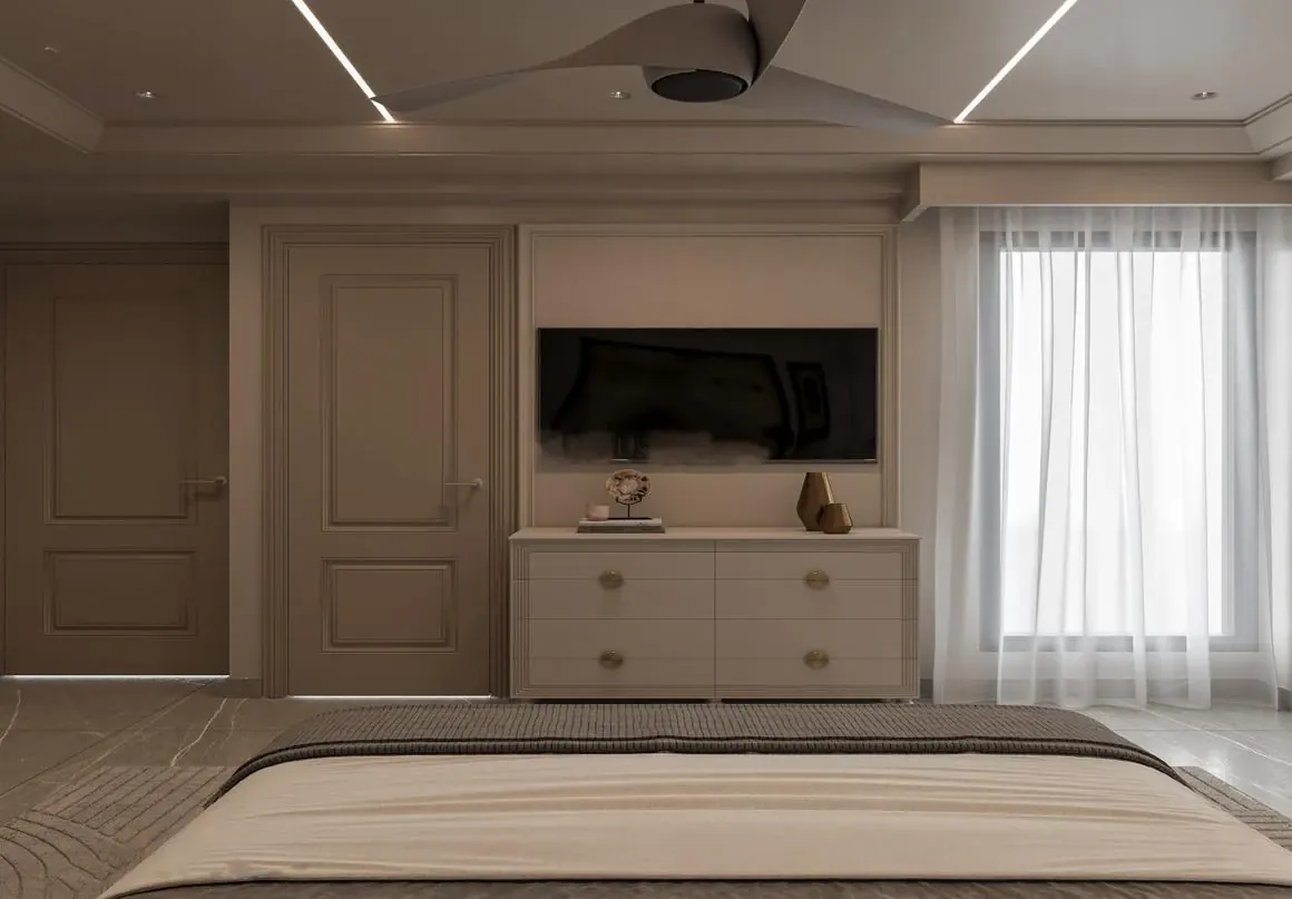 Bedroom tv console at Aerovista, Mansarovar Extension, Jaipur