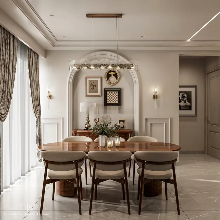 Dining room in a 3 BHK residence at Aerovista, Mansarovar Extension, Jaipur