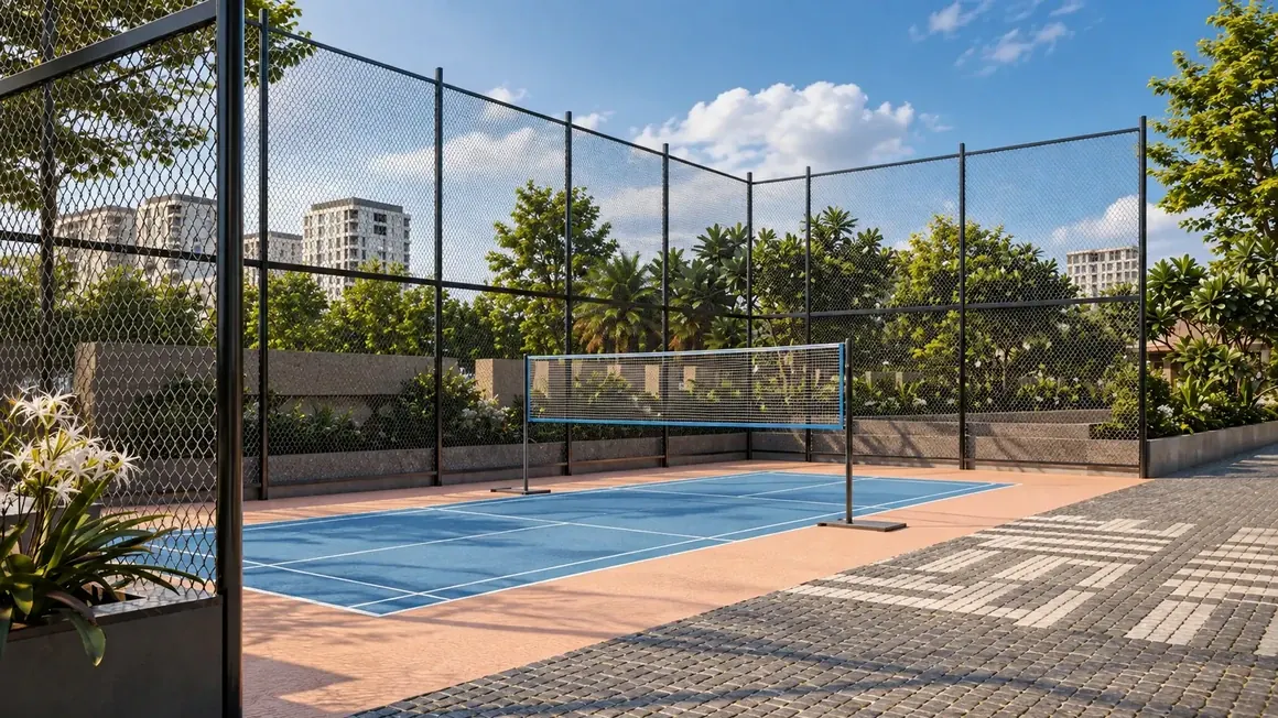 Badminton and pickleball court at Aerovista, Jaipur