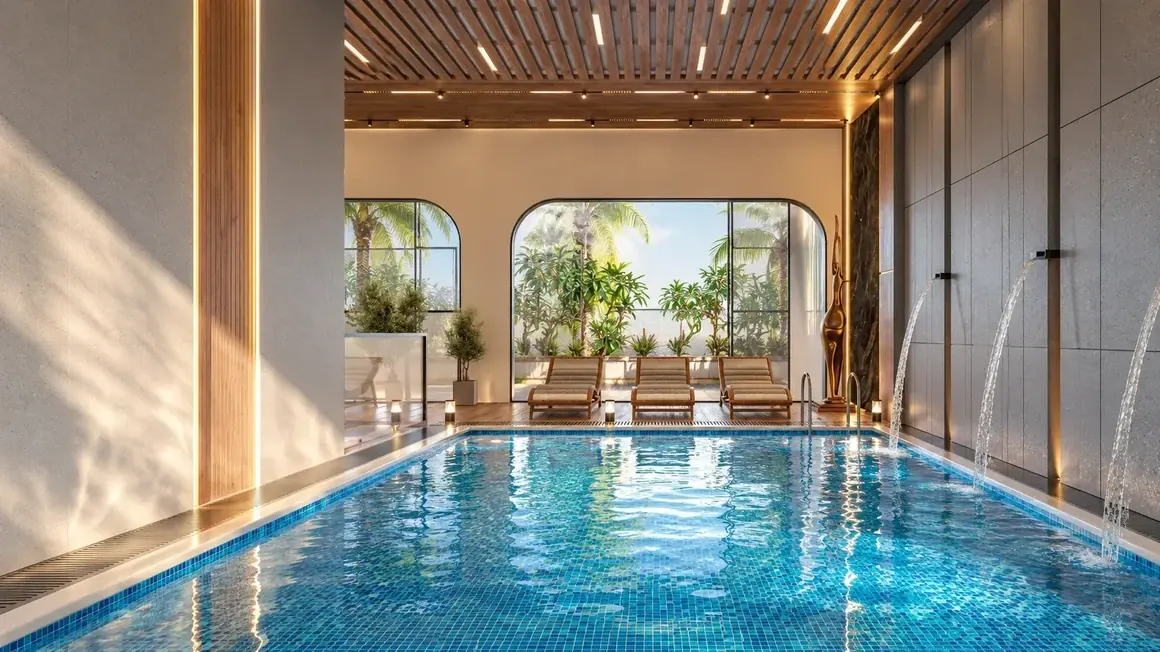 Indoor swimming pool at Club Aero, Aerovista, Jaipur