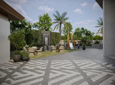 Podium landscaped garden at Aerovista