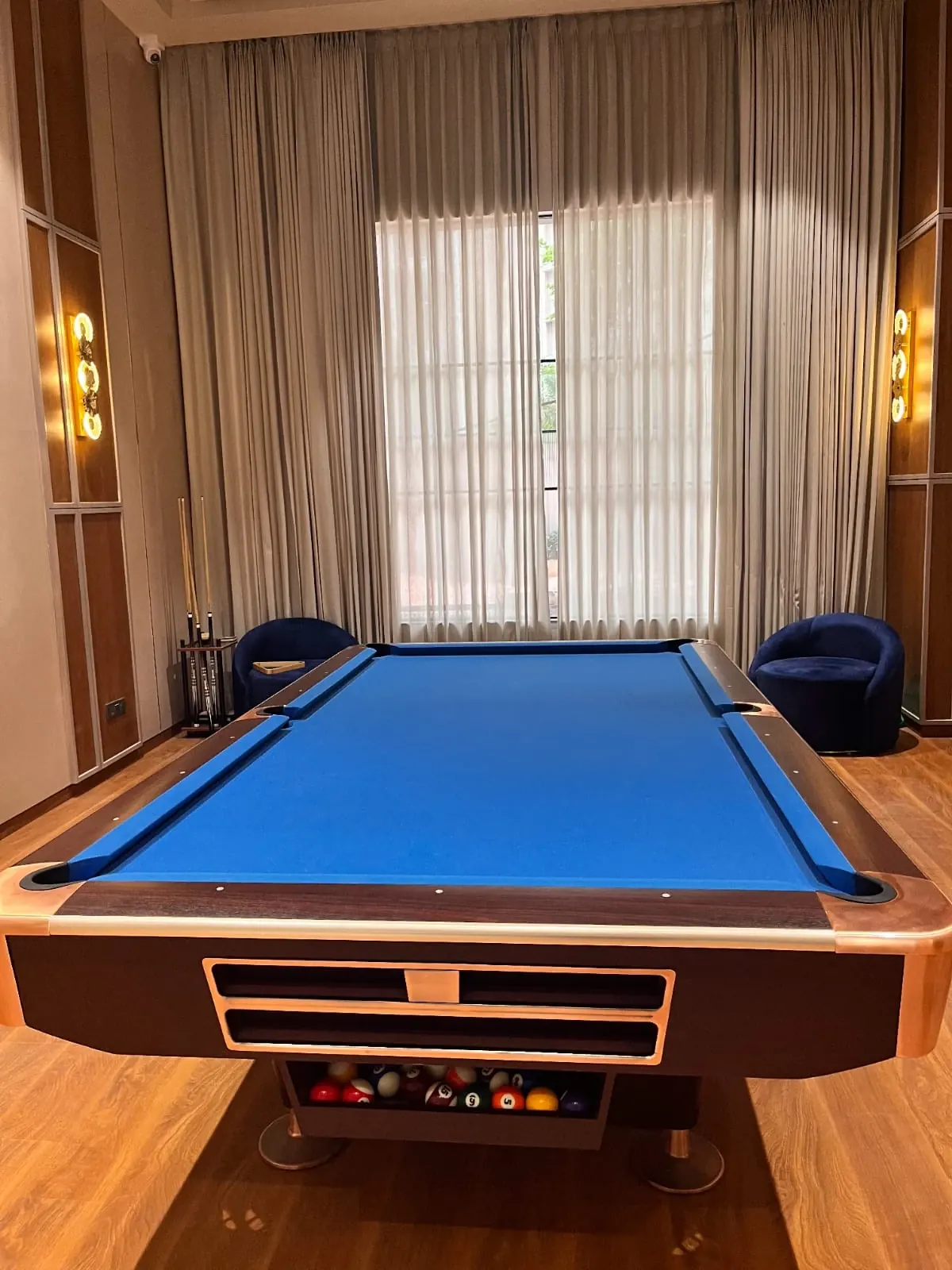 Billiards room photographed on site at Aerovista, Jaipur