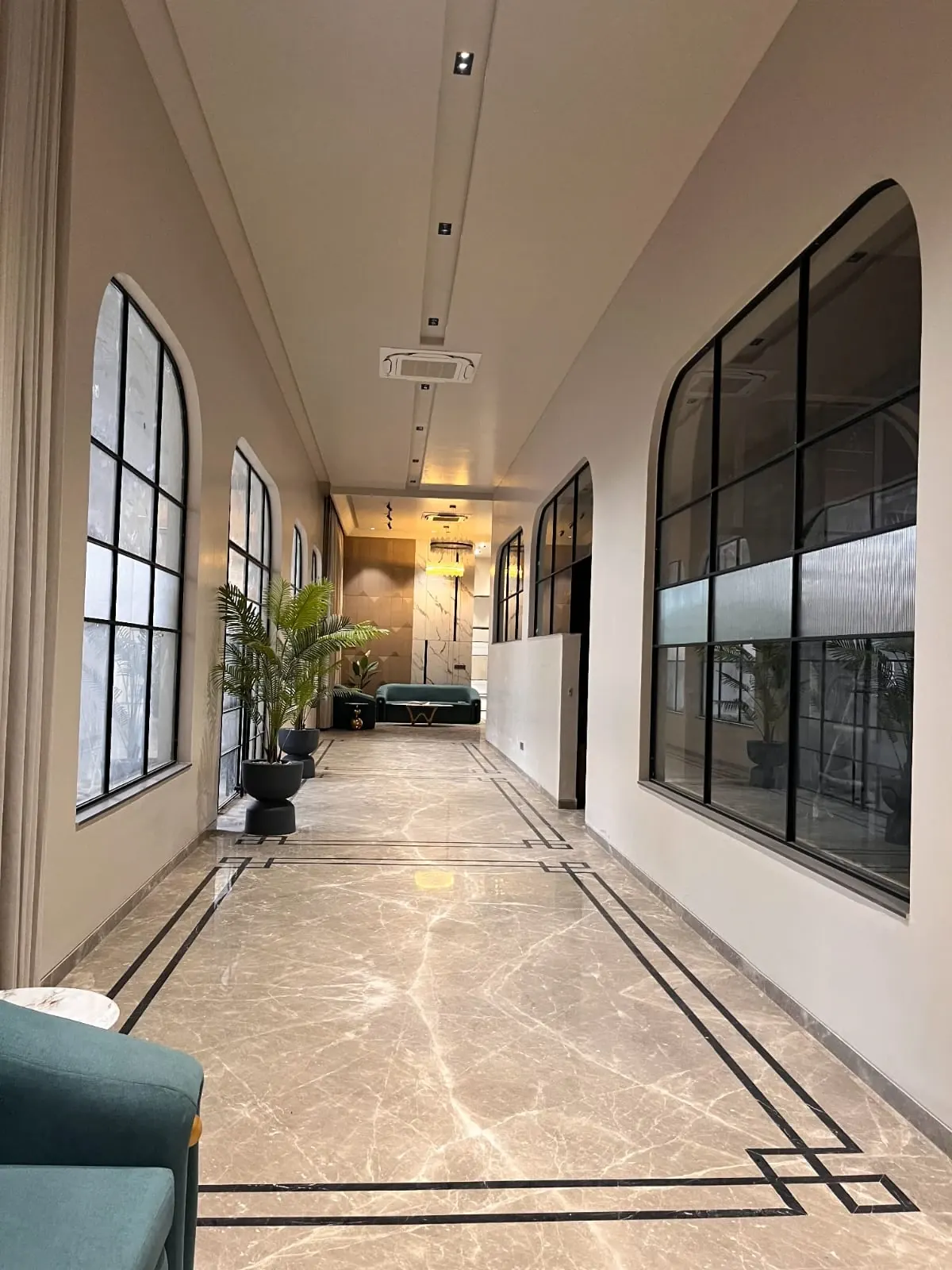 Corridor arched windows 2 at Aerovista, Mansarovar Extension, Jaipur