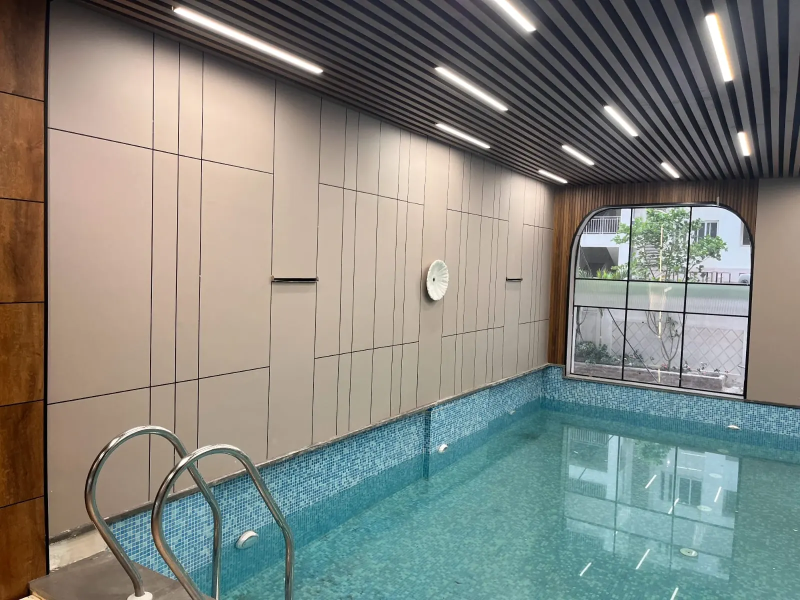 Swimming pool photographed on site at Aerovista, Jaipur